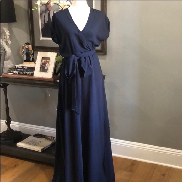 Meghan LA NAVY Jasmine Wrap Maxi Dress Small - Picture 6 of 8